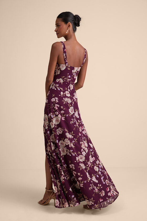 Remarkable Arrival Plum Purple Floral Sleeveless Maxi Dress
