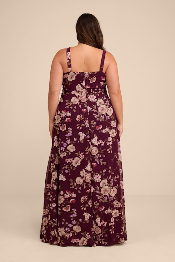 Remarkable Arrival Plum Purple Floral Sleeveless Maxi Dress