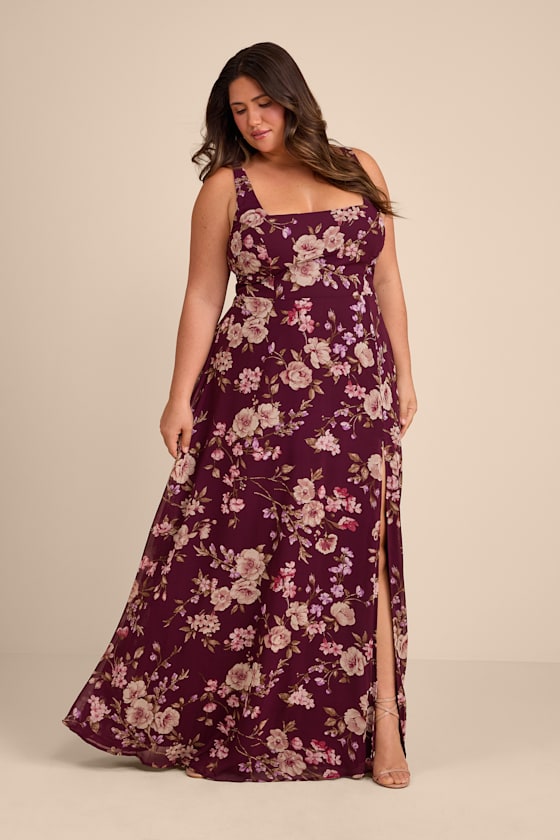 Remarkable Arrival Plum Purple Floral Sleeveless Maxi Dress