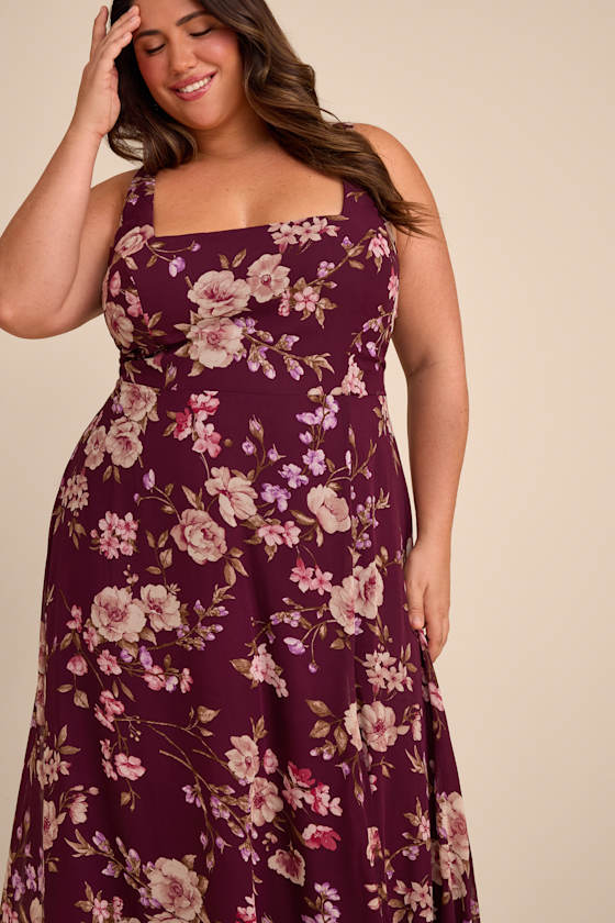 Remarkable Arrival Plum Purple Floral Sleeveless Maxi Dress
