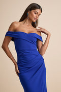 High-Class Presence Royal Blue Off-the-Shoulder Maxi Dress