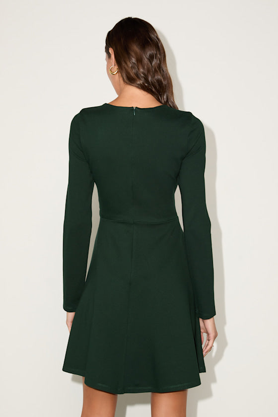 Forever Chic Dark Green Long Sleeve Dress
