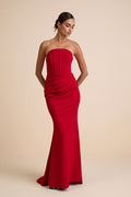 Laney Red Strapless Corset Maxi Dress