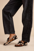 Sag Cow Print Calf Hair Leather Lace-Up Loafers