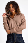Cozy Forecast Light Brown Collared Pullover Sweater