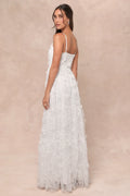 Adoringly Yours White Tiered 3D Floral Maxi Dress
