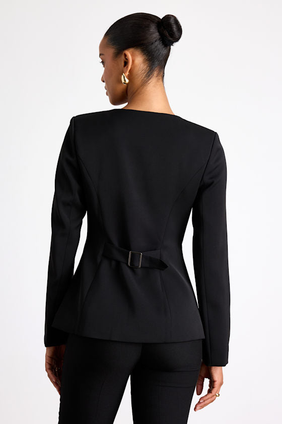 Elyna Black Button-Front Blazer
