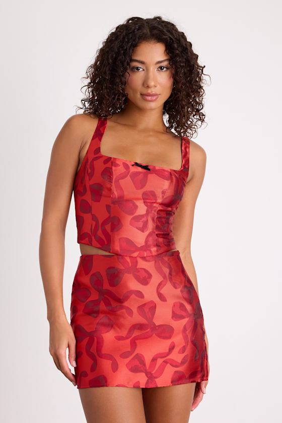 Kendra Red Bow Print Tank Top