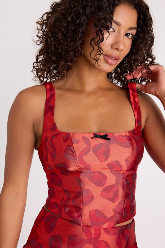 Kendra Red Bow Print Tank Top