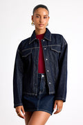 Lamaya Dark Wash Belted Denim Jacket