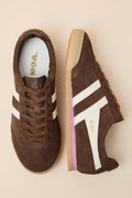 Apollo Dark Brown and Off White Suede Lace-Up Sneakers