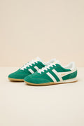 Sprinter Green and Off White Suede Lace-Up Sneakers