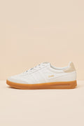 Stadia White and Gold Leather Lace-Up Sneakers