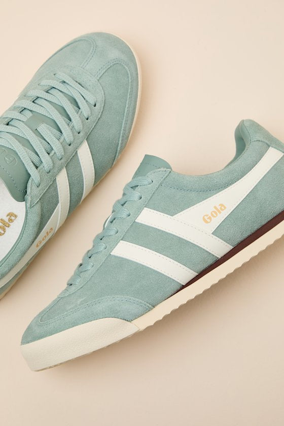 Apollo Green Mist and Off White Suede Lace-Up Sneakers