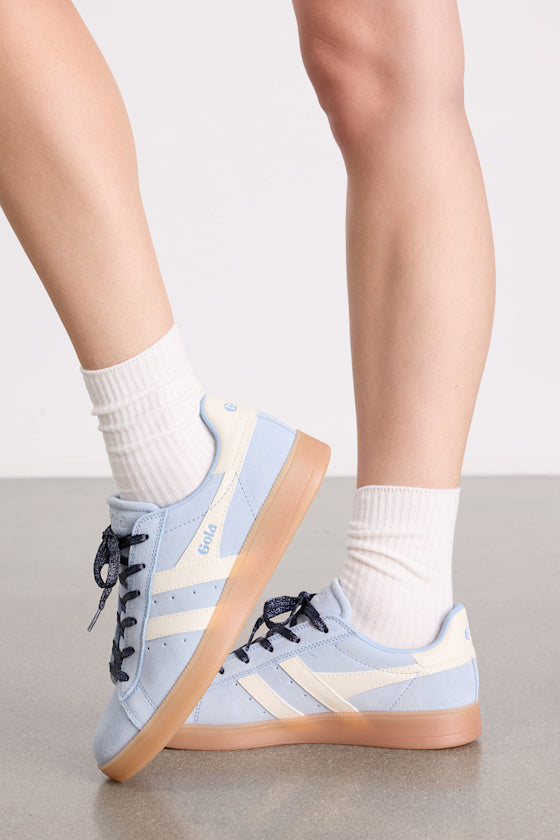Aztec Air and Off White Suede Leather Lace-Up Sneakers