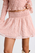 Katima Blush Pink Swiss Dot Smocked Mini Skirt