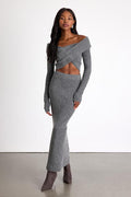 Alfina Grey Knit High-Rise Maxi Skirt