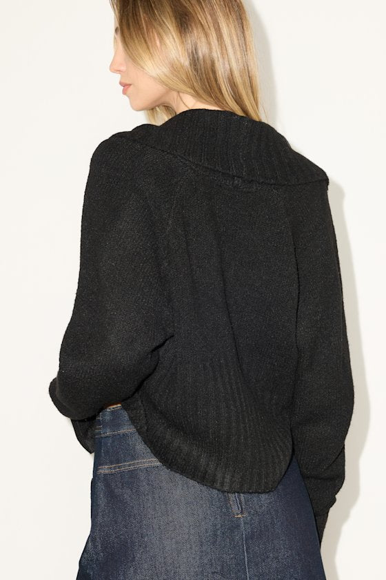 Almaya Black Knit Crop Top and Cardigan Sweater Set