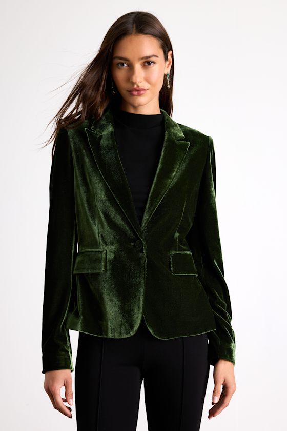 Cashton Dark Olive Velvet Blazer