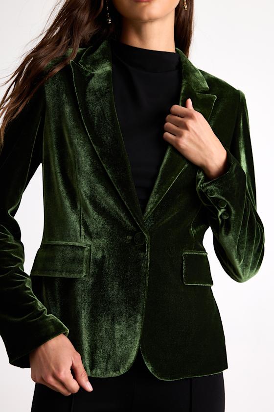 Cashton Dark Olive Velvet Blazer
