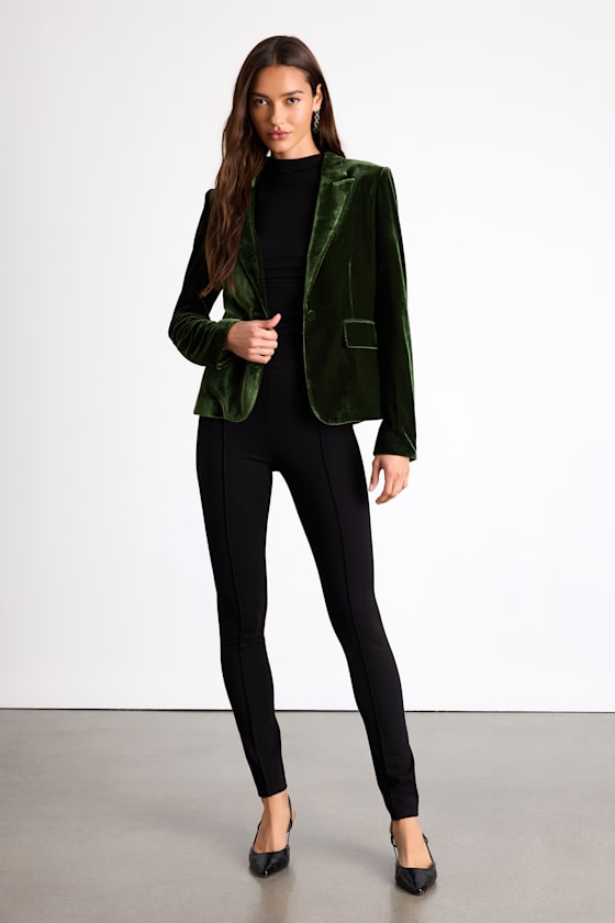 Cashton Dark Olive Velvet Blazer