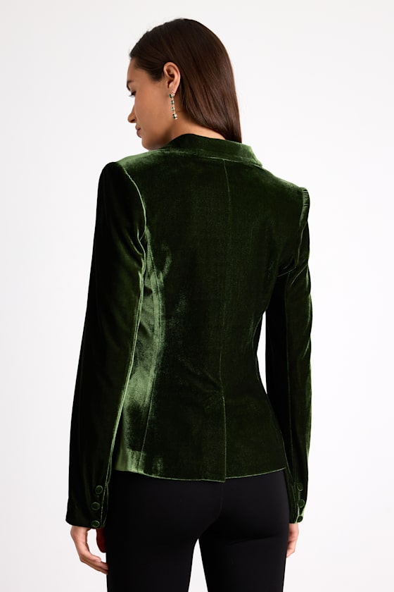 Cashton Dark Olive Velvet Blazer