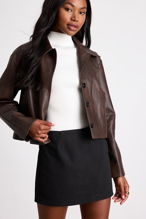 Rahlina Black Suede Mid-Rise Mini Skirt
