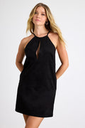 Westlynn Black Suede Cutout Shift Mini Dress