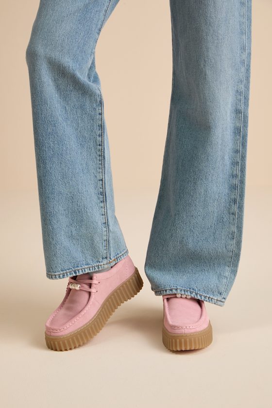 Torhill Bee Dusty Rose Suede Leather Flatform Lace-Up Loafers