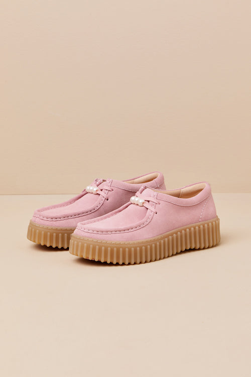 Torhill Bee Dusty Rose Suede Leather Flatform Lace-Up Loafers