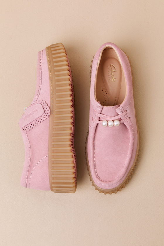 Torhill Bee Dusty Rose Suede Leather Flatform Lace-Up Loafers