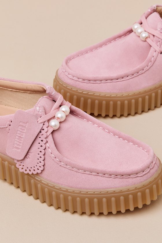 Torhill Bee Dusty Rose Suede Leather Flatform Lace-Up Loafers