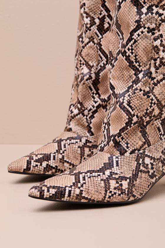 Alexandria Snake Knee-High Kitten Heel Boots