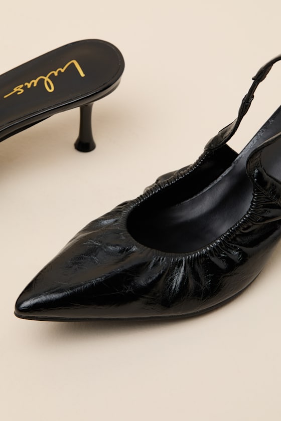 Corbett Black Ruched Slingback Pointed-Toe Pumps