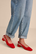Laylaa Red Suede Bow Slingback Low Heel Pumps