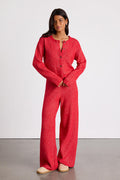 Carvalho Red Ribbed Knit Sweater Pants