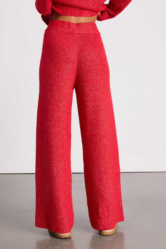 Carvalho Red Ribbed Knit Sweater Pants