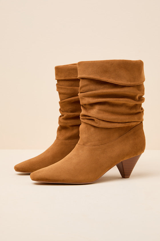 Carrie Tan Suede Slouchy Mid-Calf Boots