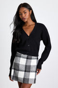 Mad For Plaid White and Grey Plaid Mini Skirt