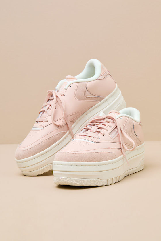 Club C Extra Bleached Peach Leather Flatform Sneakers