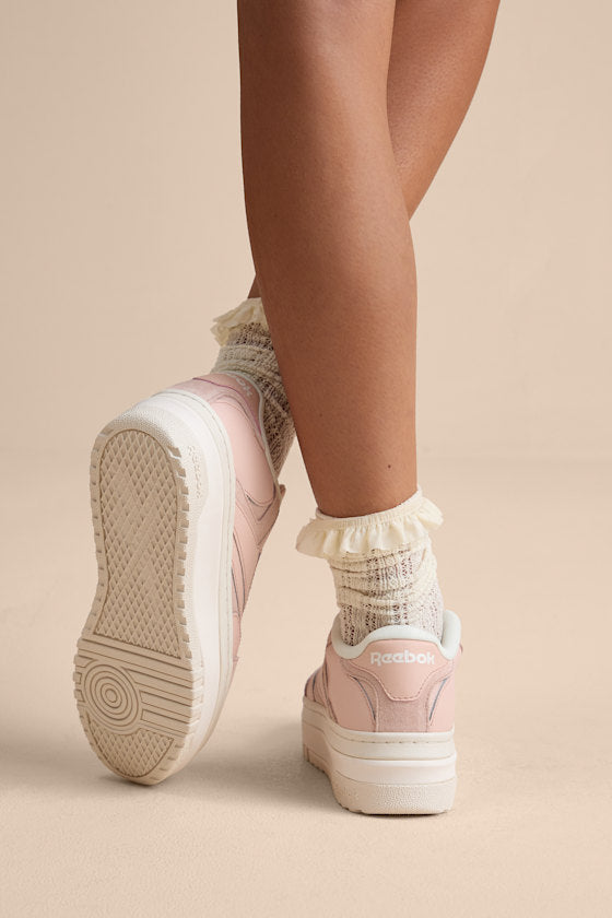 Club C Extra Bleached Peach Leather Flatform Sneakers