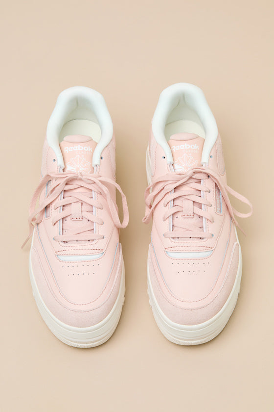 Club C Extra Bleached Peach Leather Flatform Sneakers