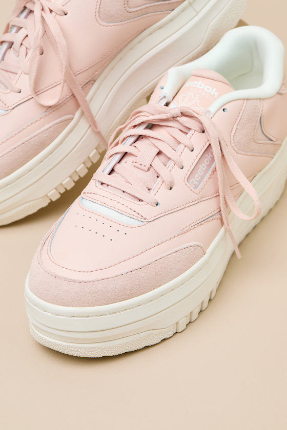 Club C Extra Bleached Peach Leather Flatform Sneakers