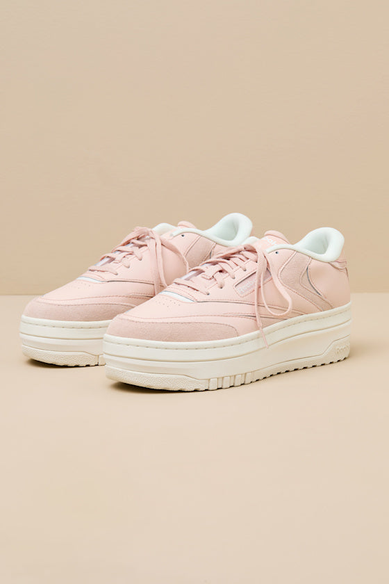 Club C Extra Bleached Peach Leather Flatform Sneakers