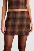 Annette Brown Plaid Mid-Rise Mini Skirt