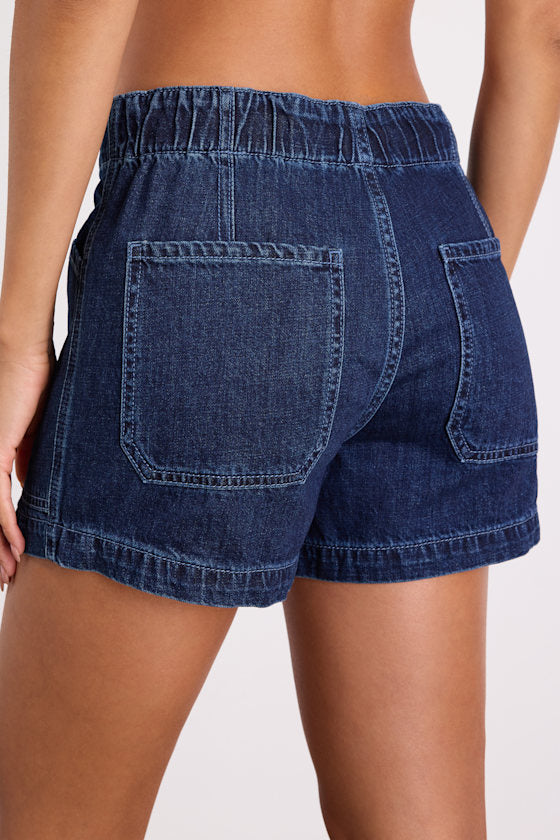 Catalina Dark Wash Denim Drawstring Shorts