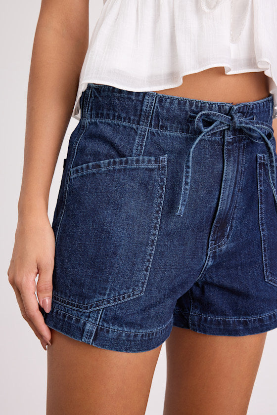 Catalina Dark Wash Denim Drawstring Shorts