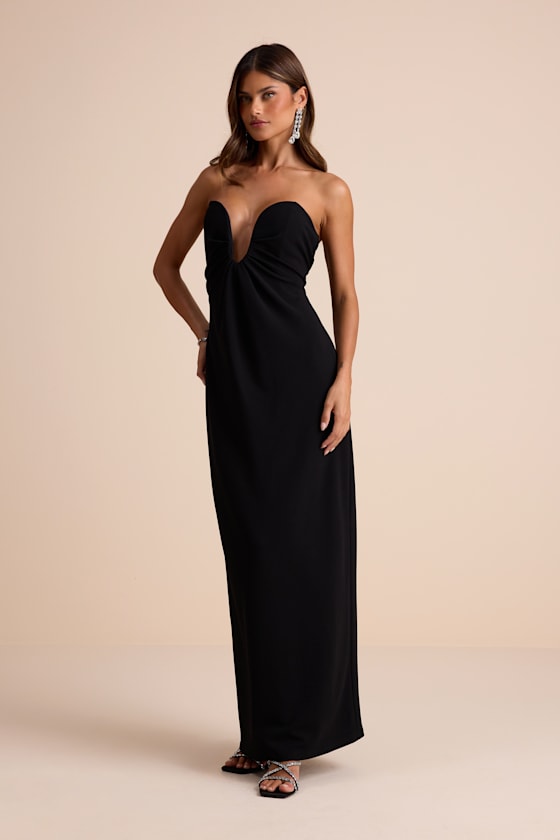 Thula Black Cutout U-Bar Column Maxi Dress