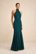 Miselle Emerald Green Mock Neck Maxi Dress