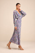 Azalea Purple Multi Floral Long Sleeve Midi Dress